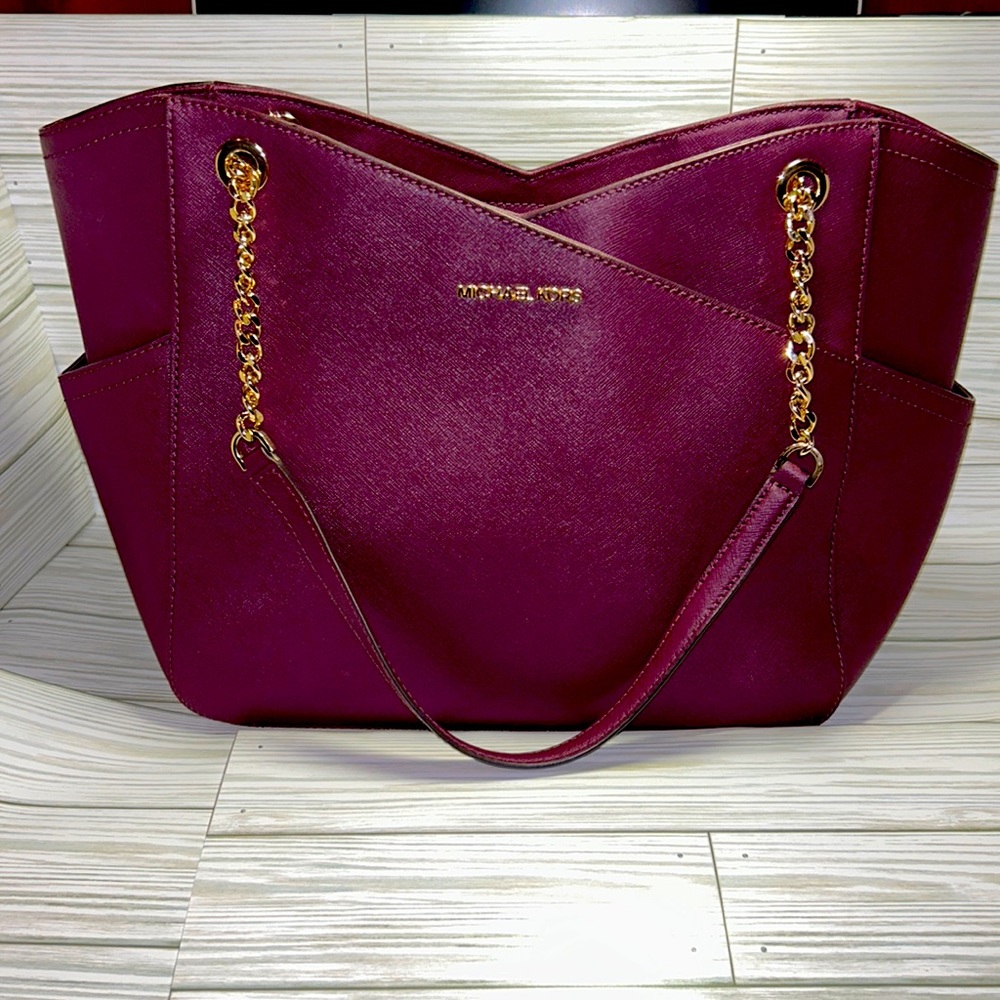 Michael Kors Jet Set Travel Women's Large Saffiano Leather Tote Bag - Merlot